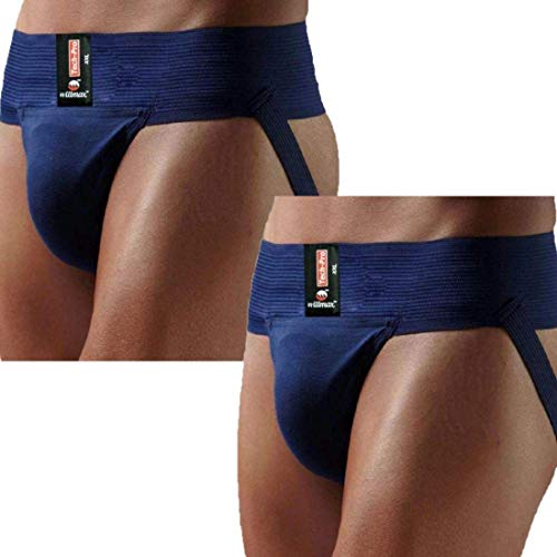 KD Willmax Jockstrap Gym Cotton Supporter with Cup Pocket Athletic Fit Fashionable Straps Brief Multi Sport Underwear Gym, Fitness & Outdoor Inner Wear Soft Underpants (Pack 2 Navy Blue, XXXX-Large) - Thumbnail 3