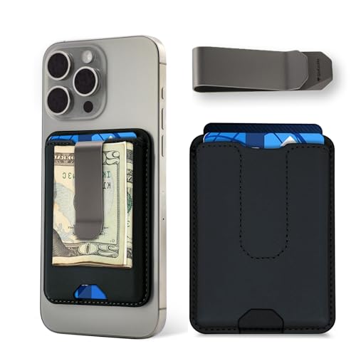 for MagSafe Wallet for Men, Leather Magnetic Wallet with Titanium Money Clip (Removable), RFID Blocking Wallet for iPhone 17/16/15/14 Series, Hold 2 Cards