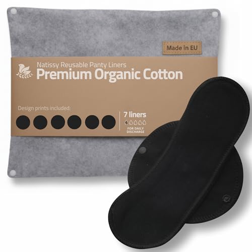 Image of Made in EU - Ultra-Thin Reusable Panty Liners (Medium, 7-Pack) - High-Temp Washable Cloth Panty Liners for Women - Durable & Breathable Organic Cotton Keeps You Fresh & Dry for Daily Vaginal Discharge