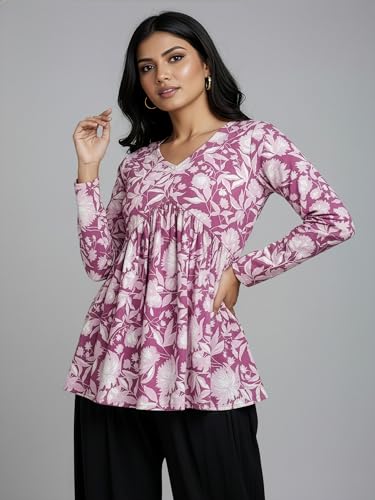 Image of Casual Rayon V-Neck Full Sleeves Stylish Peplum Top for Women(28 inch Inches)