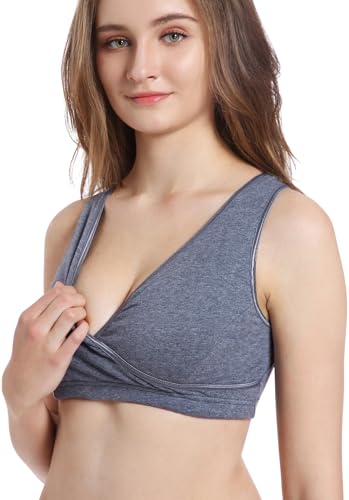 Image of CAKYE 3 Pack Maternity Nursing Sleep Bra Breastfeeding Cotton Bralette