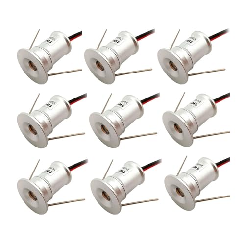 LGJEGD Mini faretto LED da incasso, 1W dimmerabile IP65 impermeabile, illuminazione in alluminio 12V CC per arredamento domestico/armadio a muro/armadio, set 9 pezzi(Blue light,120 degrees)