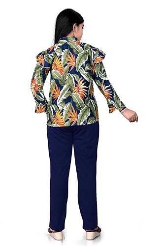 Image of Girls /Kids Printed Floral Designer Top and Palazzo Set Crop Top and Palazzo Set Printed /Fancy Palazzo and top Set for Girls with tie in Waist