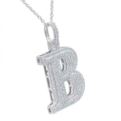White Gold Plated & Yellow Gold Plated Moissanite Initial Letter Pendant Necklace for Men Women - 925 Sterling Silver Pendant with A to Z Alphabet Jewelry - Gift for Anniversaries or Special Occasions2