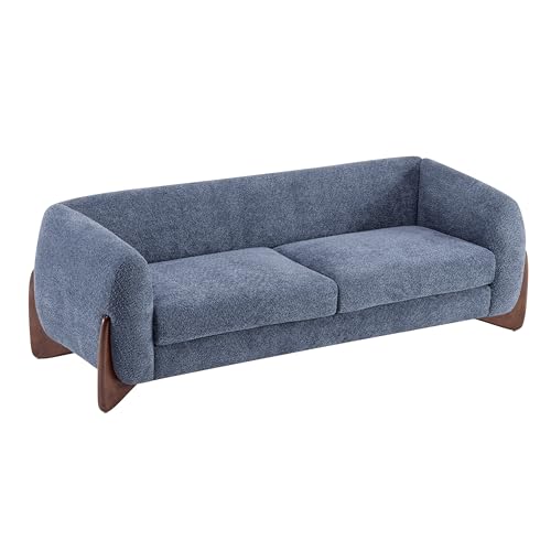 Image of Christopher Knight Home Almab 82 Inches Sofa Couch, Cozy Boucle Upholstered 3-Seater Sofa, Wood Frame Couch, Comfy Couches for Living Room and Office, Modern Sofa, Lounge Seating, Navy Blue
