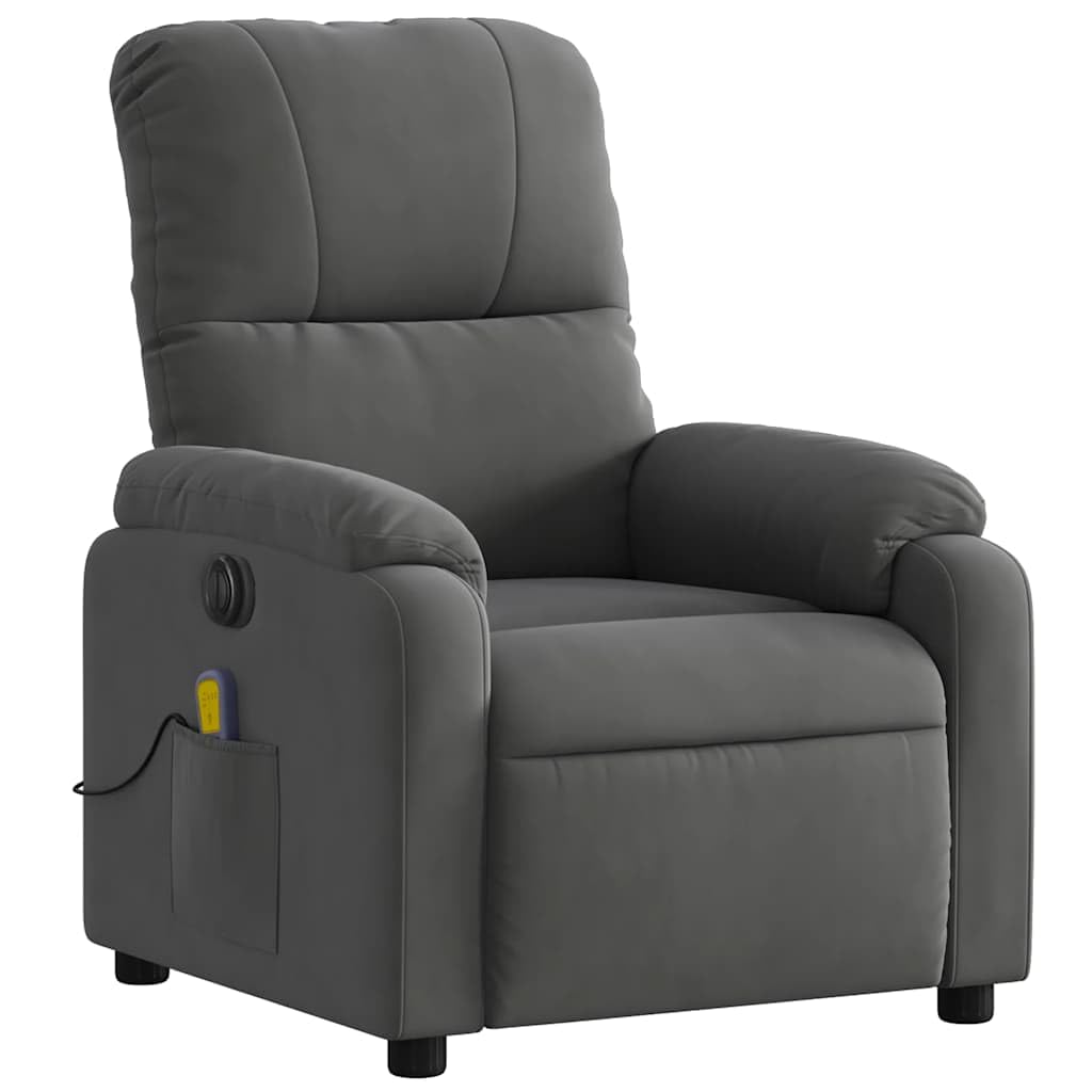 Massagesessel Elektrisch Dunkelgrau Mikrofasergewebe Relaxsessel Massagesessel Fernsehsessel Liegefunktion Elektrisches Neigungssystem