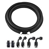 EVIL ENERGY 6AN PTFE Fuel Line Kit, AN6 E85 Fuel Hose Line 12FT Black 5/16 inch PTFE Fuel Line Hose Kit