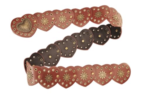 Western Cowgirl Belt for Women - Vintage Boho Disc Concho Waist Chunky Belt Circle Brown Wide2