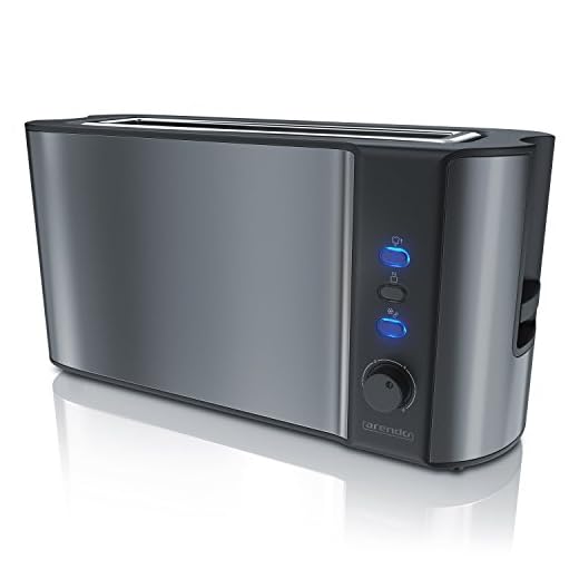 arendo - Tostadora automática con Ranura Larga - Función descongelado - Carcasa Doble con Aislamiento térmico - Centrado automático del Pan - Accesorio para panecillos Incluido