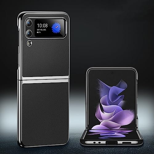 Coque Samsung Galaxy Z Flip 4 en cuir antichoc noir avec protection rigide à 360 degrés