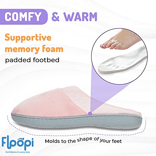 Floopi Women’s Memory Foam Slippers Deluxe Clog Scuff/Mule House Slip-Ons for Indoor & Outdoor Use| Warm & Fuzzy w/Velour Fur Lining, Quilted Collar Slipper & Anti-Skid Hard Sole3
