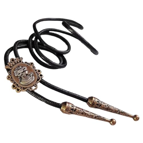 Cravate en métal bolo d'exception ornée d'un pendentif portrait de femme cowboy