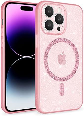 Newseego Custodia per iPhone 15 PRO Max Glitter Trasparente Ragazze Donne [Compatibile con MagSafe], Cover Magnetica Telefono Scintillante Antiurto Protezione Fotocamera Cover iPhone 15 PRO Max-Viola