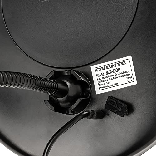 Ovente 8.5'' Lighted Makeup Mirror, Rechargeable Swivel Gooseneck With Attachable Suction Cup Mount, 10X Magnetic Mini Magnifier, Dimmable Led, For Bathroom, Home & Travel, Usb Powered, Black Mow22B #TOP7