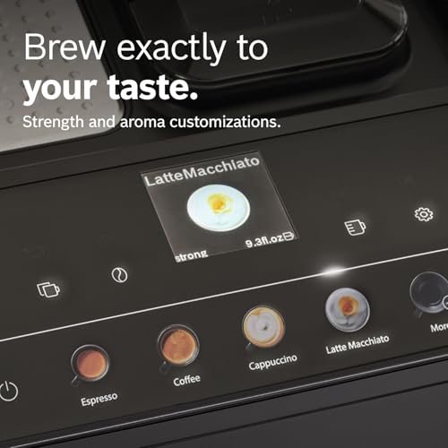 Image of Bosch TPU40109 500 Series Fully Automatic Espresso Machine with Whole Bean Compartment and Ground Coffee Channel, TFT Display and Touch Control Panel, External Milk System and 9