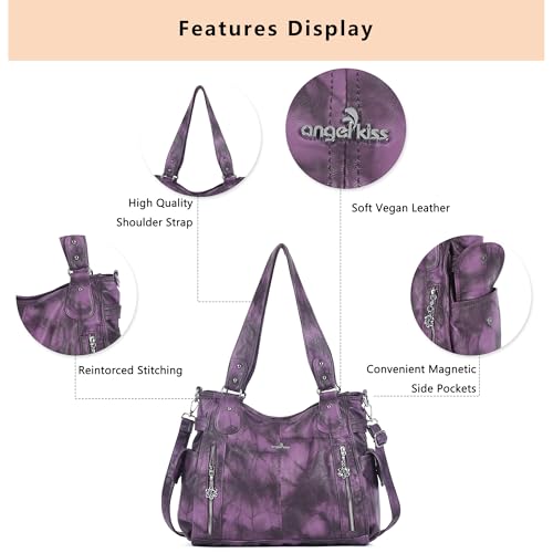 Image of Angel Kiss Handbags for Womens Top-Handle Hobo Purse Roomy Casual Shoulder Bags PU Tote Satchel Purse for Women