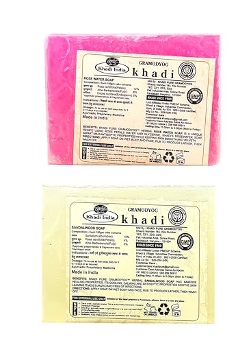 Image of Khadi pure Herbal Rose Water & Sandalwood Soap (125g) Pack of 2 (250g)