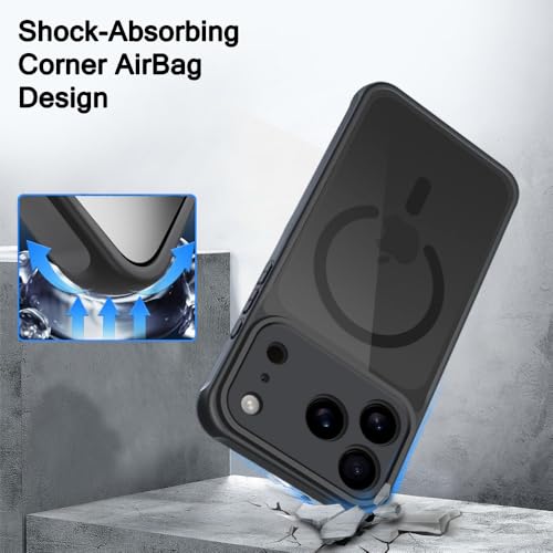 Image of TheGiftKart for iPhone 17 Pro Case, Matte Frosted Hard Back Cover Compatible with MagSafe, Hybrid Shockproof iPhone 17 Pro Cover with Camera & Screen Protection (PC & TPU, Translucent Black)