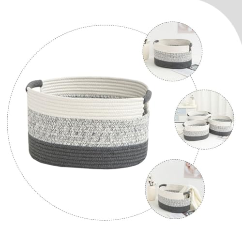 Panier tressé décoratif haut de gamme en coton avec poignées intégrées - 4