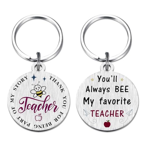 Viayen Regalo per insegnanti per donne e uomini - You'll always Bee My Favorite Teacher Day Appreciation Portachiavi di laurea di fine anno, Insegnante, 1.4*1.4Inch