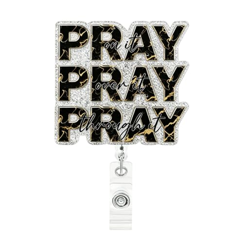 Black Christian Nurse Teacher Badge Reel, Pray on it Verse