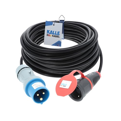 CEE Adapterleitung Kalle Blue CEE Stecker auf Schuko Kupplung 3G 1,5mm² 230V 16A von KALLE DAS KABEL 10 Meter