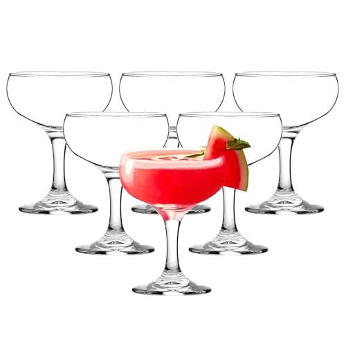 binsakao Martini Glasses - Coupe Glasses Set of 6 - Clear 5 Ounce Small Stemmed Cocktail Glasses for Martini, Vodka