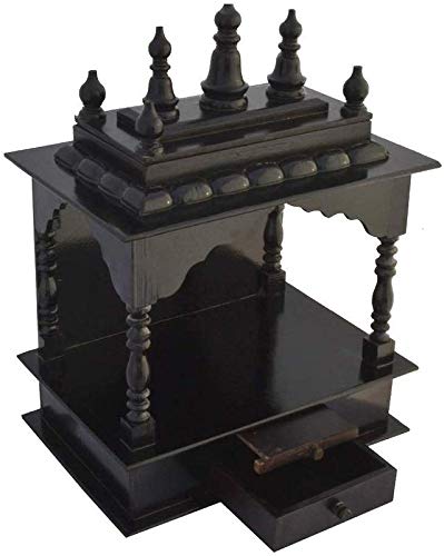Homecrafts Handpainted Wooden Home Temple/ Home mandir/ god Stand for Home/ Pooja Stand/ Home mandap/ mandapam/ Pooja mandir Without Doors and Medium Size (Color-Walnut) Medium Size- 18x12x24 Inch