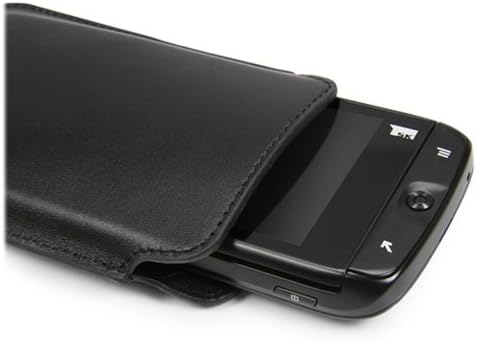 BoxWave Case Compatible with Sony Walkman NW-A306 - Genuine Leather Pouch, Slim Real Leather Luxury Lightweight Pocket - Nero Black