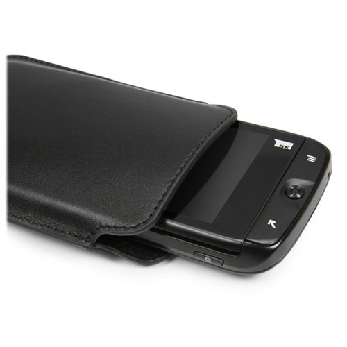 BoxWave Case Compatible with Astell & Kern AK120 Titan - Genuine Leather Pouch, Slim Real Leather Luxury Lightweight Pocket - Nero Black