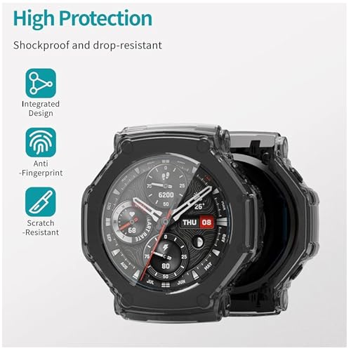 Image of Removable Screen Protector Watch Case Cover Compatible with Amazfit | Realme | Redmi Anti Scratch 360 Full Bumper Cover Shockproof Cases for Men and Women (Amazfit T-Rex 3 (Blue))