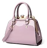 LJOSEIND Shiny Patent Leather Handbags Shoulder Bags Fashion Satchel Purses Top Handle Bags for Women
