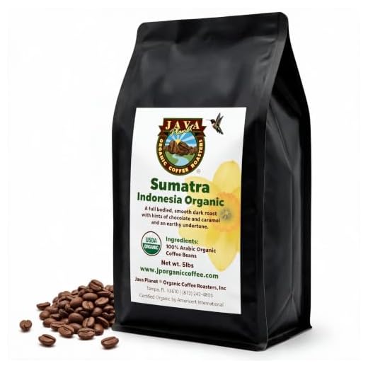 Java Planet, Organic Coffee Beans, Sumatra Indonesia Single Origin, Low Acid, Gourmet Dark Roast of Arabica Whole Bean Coffee, Certified Organic and Fair Trade, Grown at High Altitudes, 5LB Bag