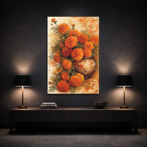 Toile florale marigolds orange l'esprit rétro chez vous