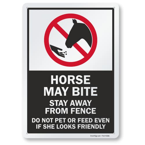 Panneau de clôture chevaux attention morsure aluminium 3M blanc rouge
