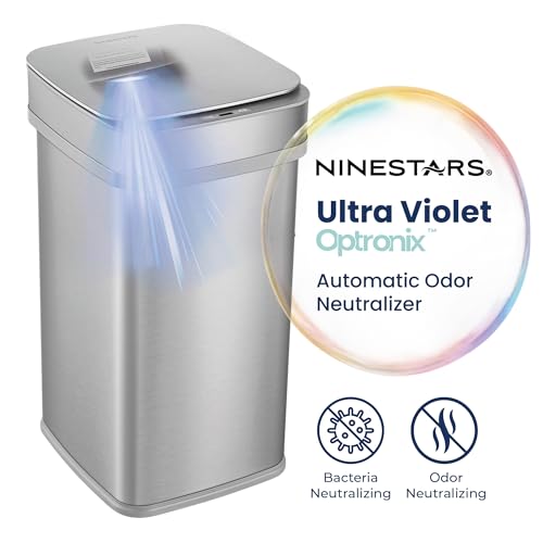 Caneca de basura inteligente Ninestars 13 gal plata miniatura 3
