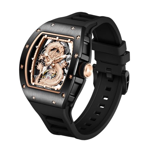 Image of ALIX AL2928 Automatic Skeleton Case with Dragon Cobra Design Dial Self-Winding Luxury Designer Wrist Watch