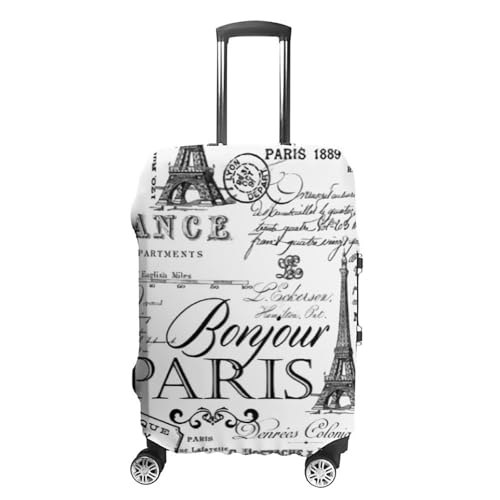 HYDJLXA Paris Black And White Nostalgic Washable Elastic Luggage Compartment Lid for Unisex L