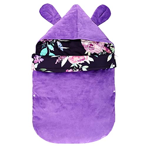 TANOFAR Winter Baby Car Seat Cover 3 in 1 Stroller Bunting Bag Cosy Car Seat Cover for Newborn Girl Purple Flower
