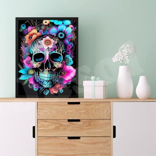 Image of Jasol Diamond Painting Kit, 40x30 Cms, Full Drill, 5D Crystals, Home Wall Decor Gift Set (Color Skull M45608)