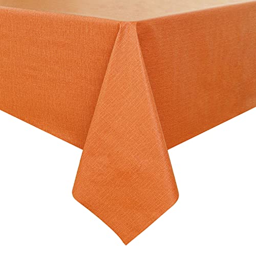 Image of Romanstile Halloween 100% Waterproof PVC Tablecloth, Rectangle Oil Spill Proof Stain Resistant Vinyl Table Cloth, Wipe Clean Plastic Table Covers for Kitchen /Dining /Parties - 54 x 78 Inch, Orange