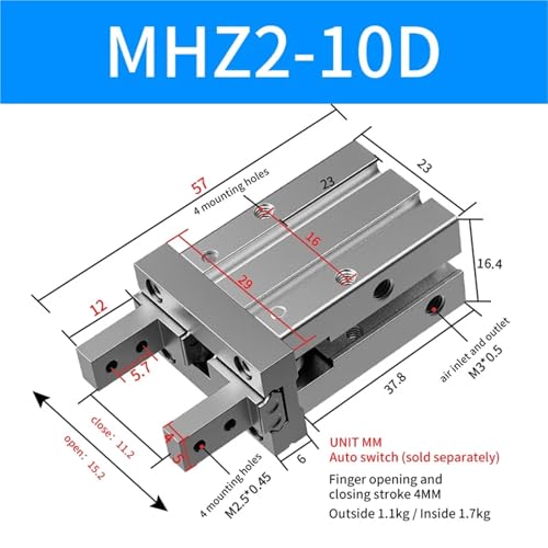 Vérin de préhension pneumatique à double effet MHZ2-20D grande force - 8