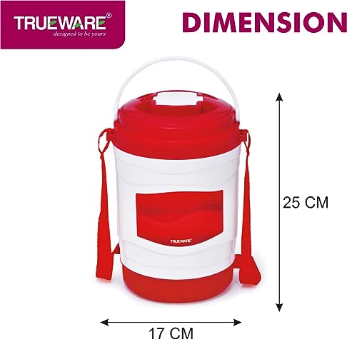 Image of Trueware Marina 5 Lunch Box with 5 Steel Container, 300 ml X 5 Red | PU Insulated | Tiffin | Hot Lunch Box | Leak Proof | Easy to Carry | Food Grade | BPA Free | Office | Outdoors | for Men Women