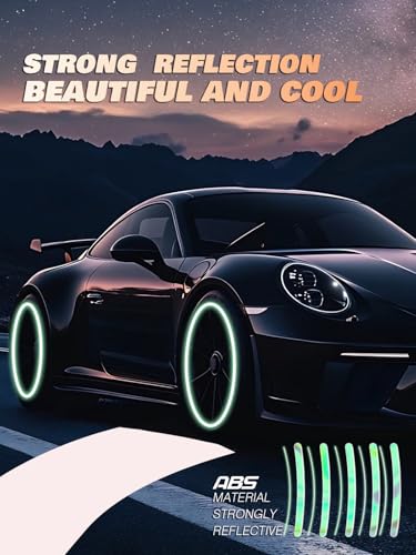 Image of 20PCS Car Wheel Reflective Decorative Strip,Night Safety Warning Stickers,Cars,Motorcycles,Bicycles are Applicable, Colorful and Diverse, a Street the Most Beautiful Car (Florescent)