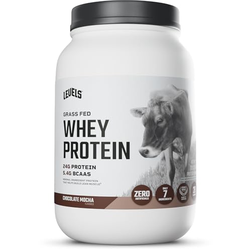 Levels Grass Fed Whey Protein Powder, No Artificials, 24G of Protein, Chocolate Mocha, 2LB