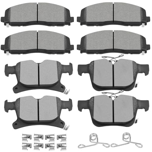 Image of SCITOO D1589 D1901 Front Semi-Metal Rear Ceramic Brake Pads Sets w /Hardware