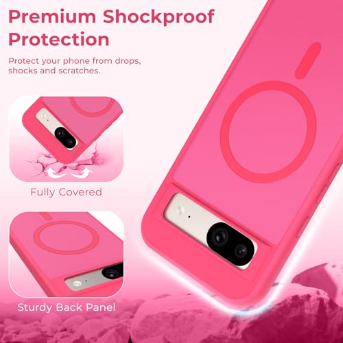 Coque Google Pixel 8 antichoc rose rouge mate compatible MagSafe contre chutes et rayures