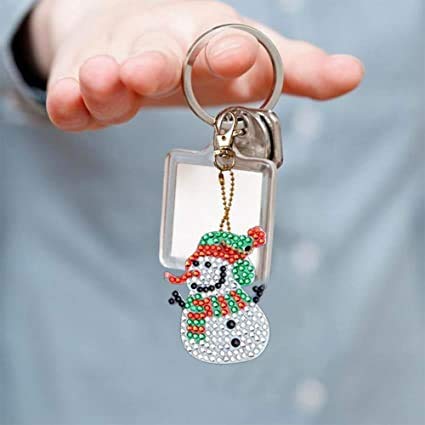 Portachiavi con ptura con diamanti natalizi 5D K di arte con diamanti appesi fai-da-te Ornamenti con diamanti per bambini Artigianato natalizio Decorazioni per la famiglia  26