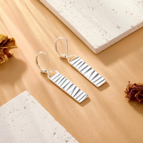 ALEXCRAFT 925 Sterling Silver Dangle Drop Earrings for Women, Hypoallergenic Lightweight Trendy Sterling Silver French Hook Leverback Earrings Long Hammer Bar Drop Earing for Women Statement Jewelry4
