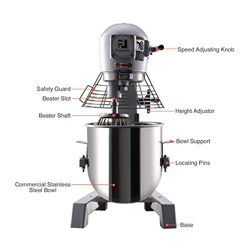 Z ZELUS Commercial Dough Mixer 600W 15L Food Cake Bread Hook Beater Whip Commercial Planetary Mixer Stand 3 Speed Electric Food Mixer with Spiral Dough Hook - Image 4